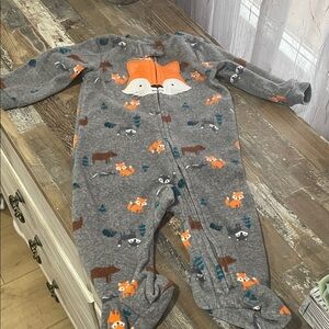 Gray Fox Print Kids One Piece